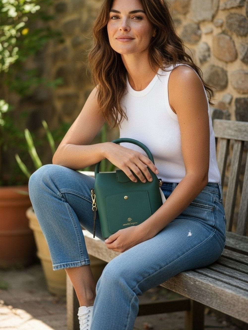 NEW Nanette Lepore Isabela Mediterranean Convertible Bucket Bag Purse Green NWT - Picture 5 of 10